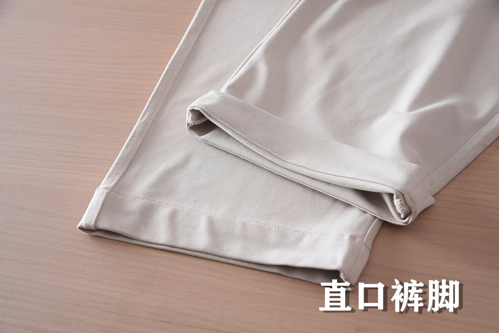 2025 Summer New Style Lightweight Breathable Smooth and Loose Straight Sweatpants Draped and Elastic Home Men's Casual Pants