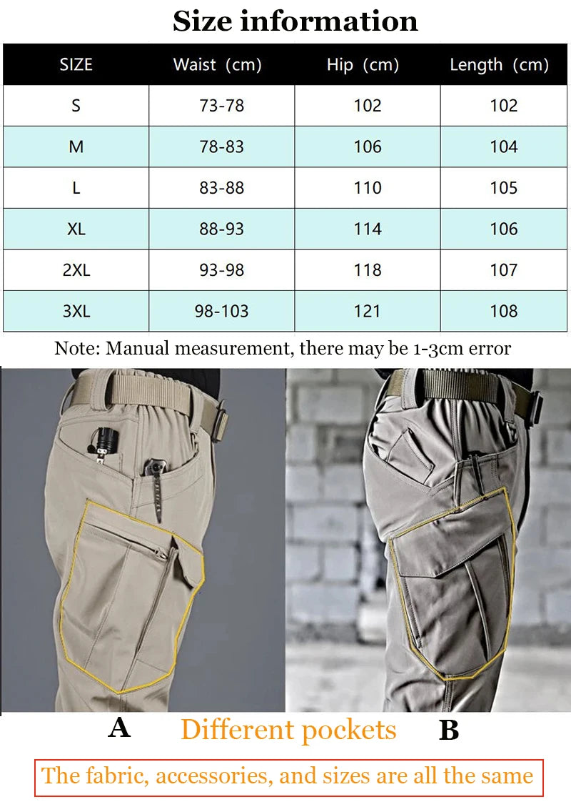 Autumn Tactical Pants Men Casual Work Cargo Trousers Waterproof Multi-pocket Wear-Resistant Outdoor Training Camouflage Trousers