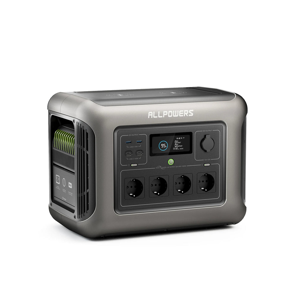 ALLPOWERS R1500 Portable Power Station 1152Wh LiFePO4 Battery 1800W (3000W Peak) AC Output Solar Generator for Outdoor Home Use