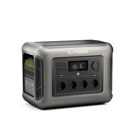 ALLPOWERS R1500 Portable Power Station 1152Wh LiFePO4 Battery 1800W (3000W Peak) AC Output Solar Generator for Outdoor Home Use