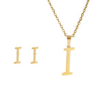 Fashion Stainless Steel A-Z Alphabet Initial Necklace 26 English Letter Earrings Necklace For Women Set Personalize Jewelry Gift