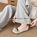 Polka Dot Mary Jane Shoes Women Sweet Ruffle Internal Elevation Shoes Ladies Soft Sole Slip On Daily Comfort Dress Footwear