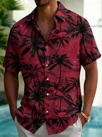 Men's  Tropical Plant Watercolor Print Shirt, Luxury Casual Design for Summer Vacation, Beachwear & Daily Style