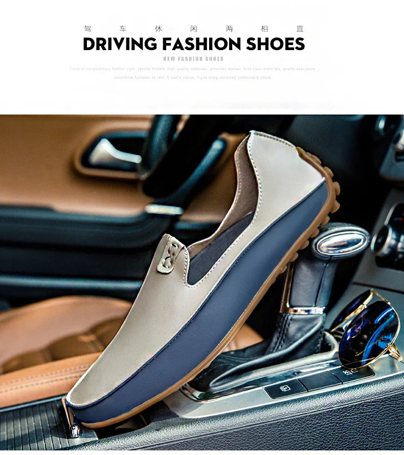 Summer Men Casual Flats Fashion Genuine Leather Soft Moccasins Brand Loafers High Quality Breathable Men Dress Shoes Size 36-47