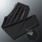 Men's Summer Ice Silk Jogger Sweatpants Zipper Pockets Breathable Running Gym Workout Athletic Mesh Pants Drawstring Design