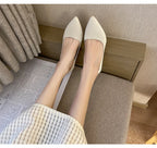 Beige Pointed Toe Kitten Heel Pumps Slip On Dress Shoes Comfortable Non Slip For Business Office Wedding Party Daily Wear  New