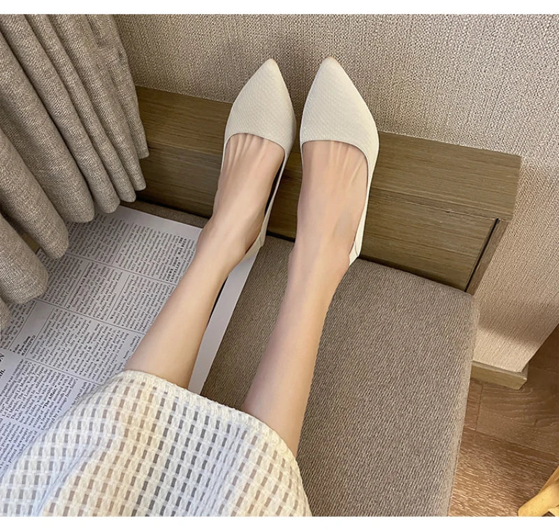 Beige Pointed Toe Kitten Heel Pumps Slip On Dress Shoes Comfortable Non Slip For Business Office Wedding Party Daily Wear  New