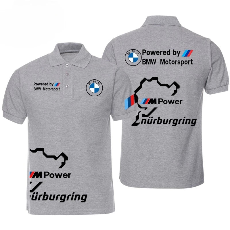 BMW Men's 2025 New Lapel Short Sleeve T-Shirt BMW Modified Car Culture Car Lovers Printed Men's and Women's Same Polo Shirt Top