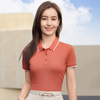 2026 Spring Autumn Cozy Top Women Solid ice silk quick - drying clothesT Shirts Polo Collar Sleeves Comfortable Casual