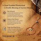 Jewish Star of David Hebrew Letter Chai Finger Bracelet Stainless Steel Adjustable Hexagram Zircon Bracelets Amulet Jewelry