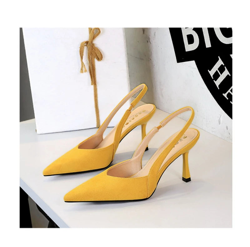Fashionable Banquet Empty High Heel Shoes For Women's Shoes Thin Heel Pointed Toe Hollow Single Shoes For Women's Shallow Mouth