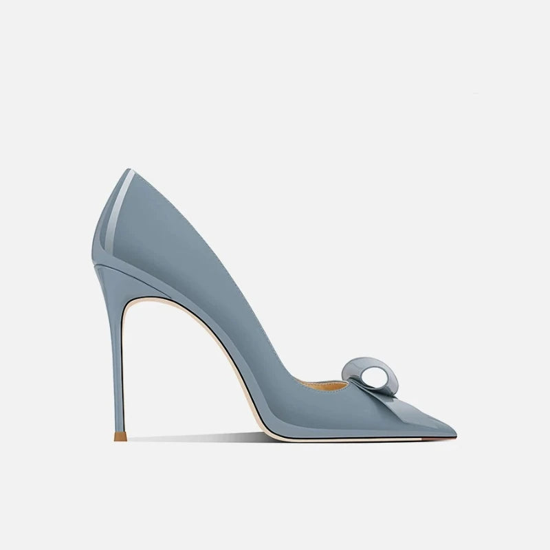 Bow High Heels Women's New Sweet Pointed Stiletto Comfortable Patent Leather Women's Shoes