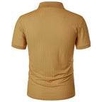 Men's running sports fitness wear summer high stretch vertical short-sleeved POLO shirt slim knit base shirt