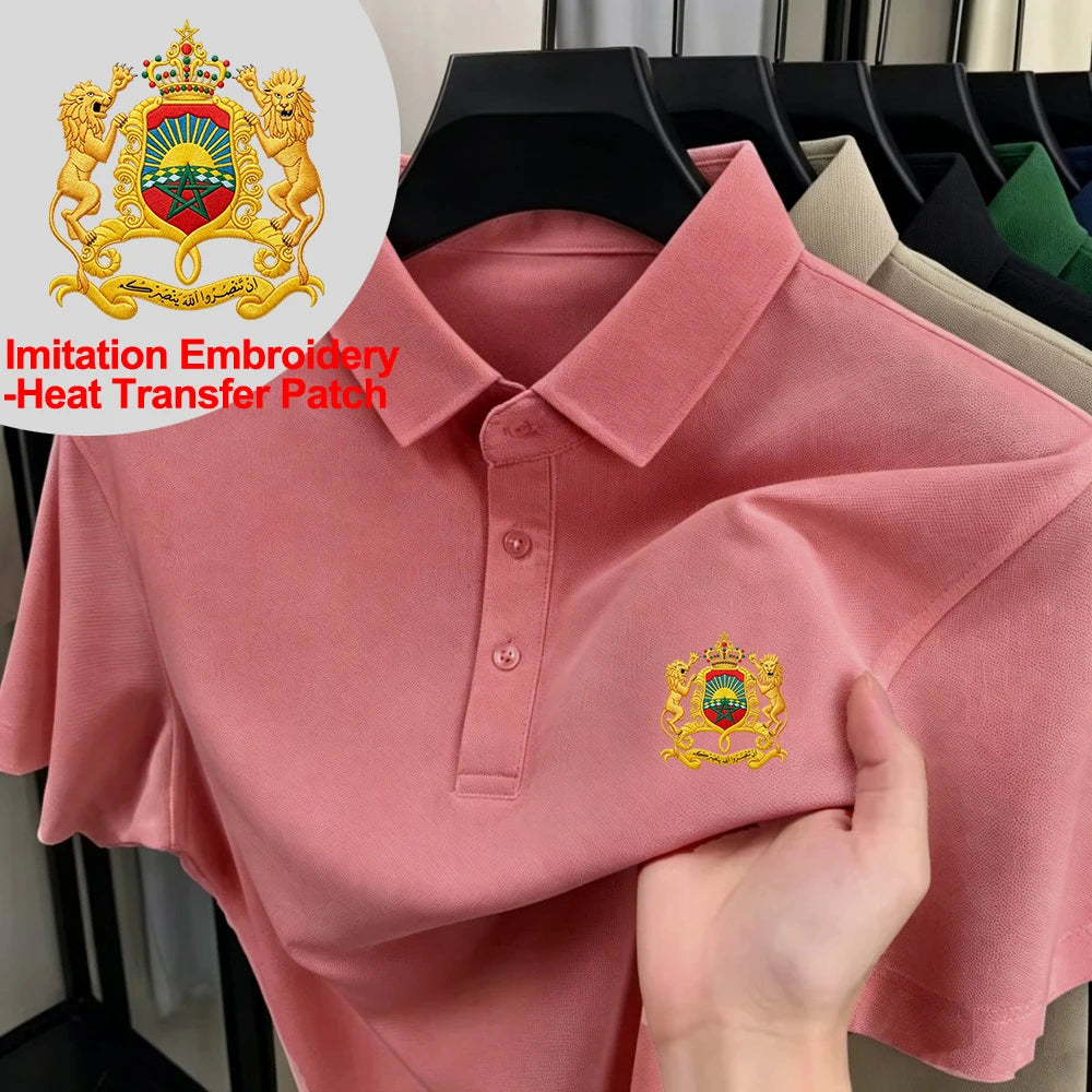 Morocco Coat Of Arms Print Polo Shirts Male Basic Short Sleeve Tops Summer Comfortable Lapel T-Shirt Casual Sporty Mens Clothes