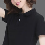 Summer solid color college style sports polo shirt new female student class uniform shirt collar short sleeved T-shirt