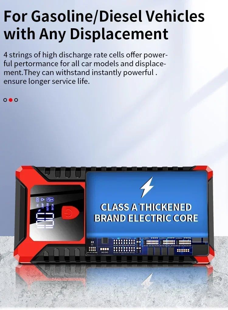 EAFC 12V Portable Car Jump Starter Power Bank with Battery Booster Charger Auto Emergency Start-up Lighting - Vehicle Starting D