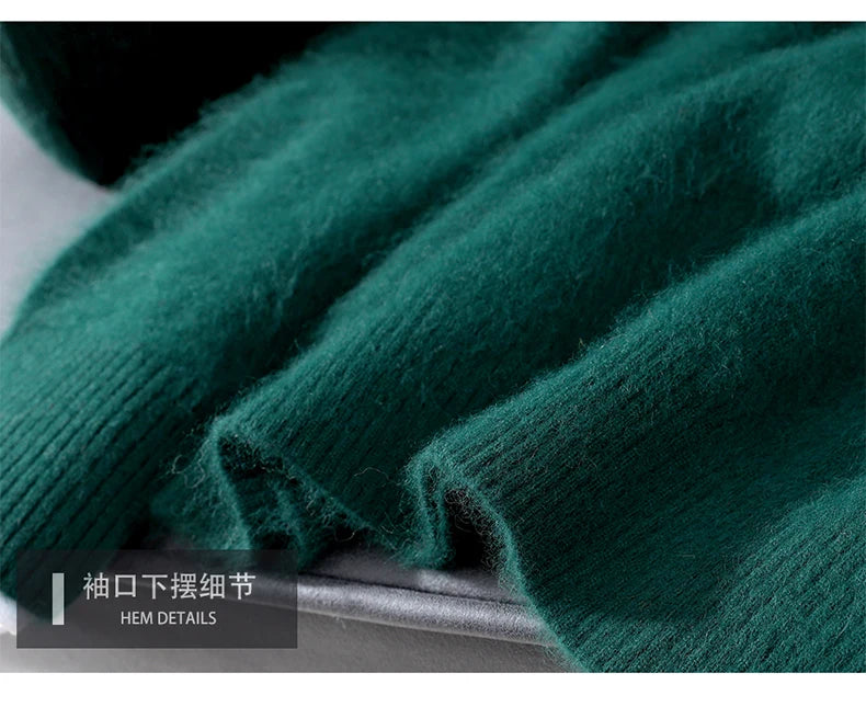 Autumn Winter 100% Mink Cashmere Sweater Men's Round Neck Pullover Loose Solid Color Plus Size Base Knit Business Casual Sweater