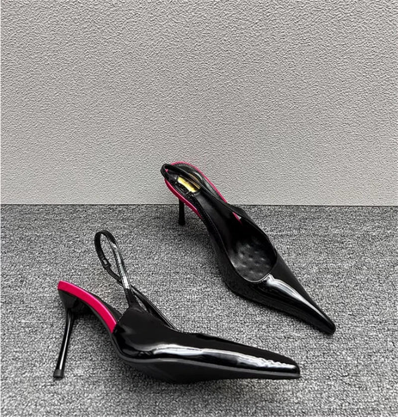 Women's Designer Heels Patent Leather Pointed Toe Sculptural Thin High Heels Sandals Pumps Runway Chic Luxury Party Dress Shoes
