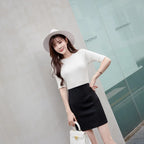 Ladies Casual Simplicity Elegant Trend New Style Summer High Waisted Hip Hugging Skirt Black Short Skirt Fashion Trend
