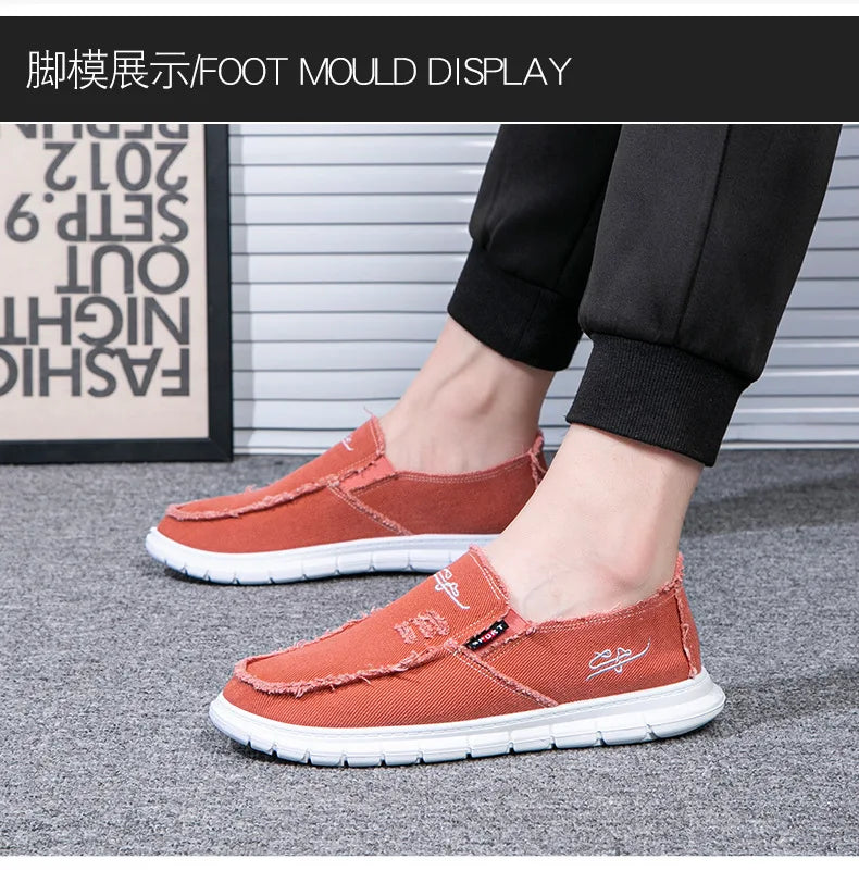 Men's Washed Fabric Casual Shoes Anti Slip and Wear-resistant Driving Shoes Canvas Shoes