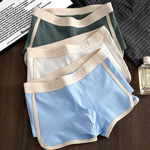 1/3PCS Solid Striped Men's Boxer Sexy Breathable Mesh U Crotch Underwear High Elastic Widen Waistband Underpants sports