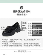 Spring Women British Style Shallow Patent Leather Black Loafers Thick Bottom Bow Platform Shoes 2024 Med Heels Single Pumps