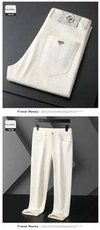 Seven-Color Stretch 97% Cotton and 3% Spandex Jeans Men Trendy Wild Simple High-End Slim-Fitting Small Straight Casual Trousers