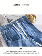 Plus Size Loose Fit Ice Silk Jeans Casual Yoga Demin Pants Women's Summer Trendy Brand Thin Wide Leg Pants Feel Comfortable