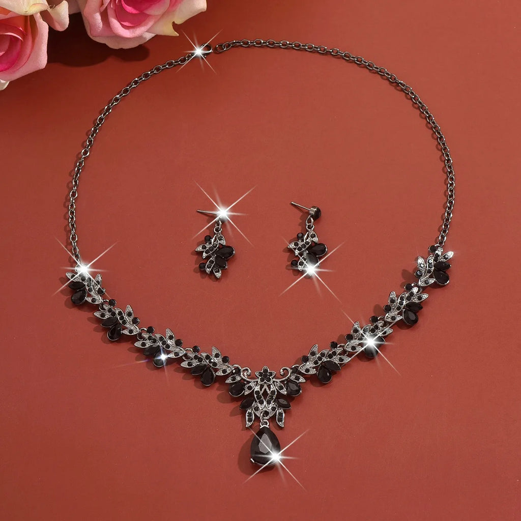 3pcs New Fashion Necklace Sets for Women Waterdrop Collar Choker Necklace Earring Jewelry Set for Prom Birthday Bridal Wedding