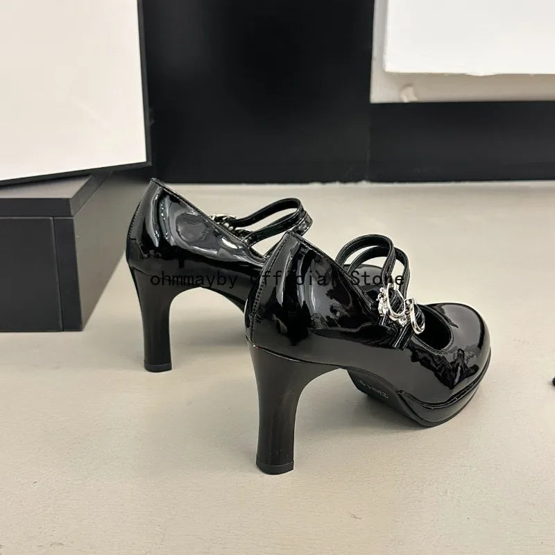 Thin High Heel Women Mary Jane Shoes Concise Shallow Belt Buckle Shoes Spring Autumn Ladies Elegant Wedding Dancing Pumps