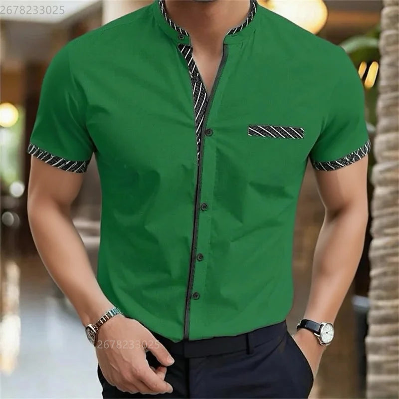 Men's shirt new 3D printed shirt Men's business office wear Men's short sleeve fashion casual breathable fabric XS-6XL