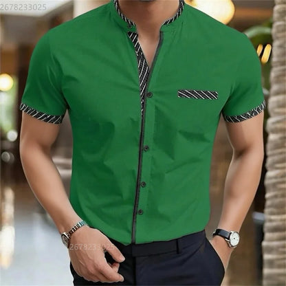 Men's shirt new 3D printed shirt Men's business office wear Men's short sleeve fashion casual breathable fabric XS-6XL
