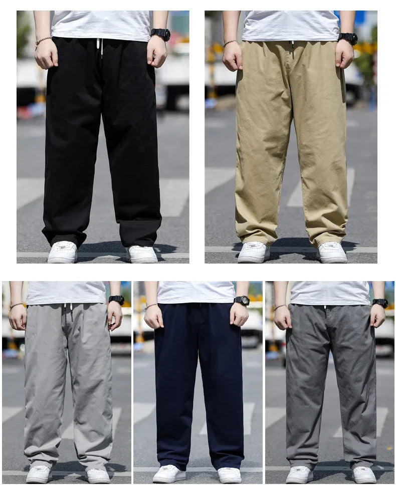 Men's Summer Workwear Pants Plus Size Loose Straight Leg Casual Trousers XL-8XL Big and Tall Large Summer Pants Asian Size