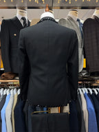 Black Men Suits Set 3 Pieces BlazerVest Pant Crystals Prom Groom Wedding Tuxedos Tailored Made Formal Office Jacket Outfit