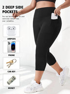 Women High Waist Plus Size 7/8 Yoga Leggings with Pockets Milk Silk Breathable Sport Women's pantss Base Leggings for Fitness