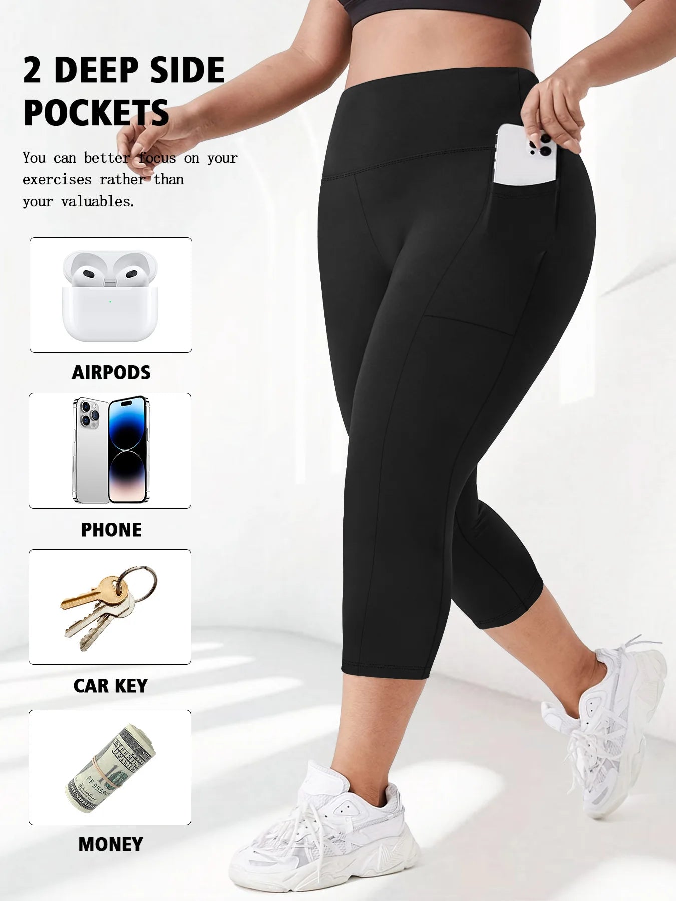 Women High Waist Plus Size 7/8 Yoga Leggings with Pockets Milk Silk Breathable Sport Women's pantss Base Leggings for Fitness
