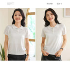 100% Cotton Women POLO Collar Casual Top T-shirt luxury designer clothing woman plus size clearance sale