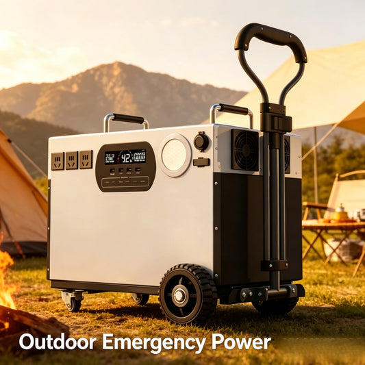 5000W Portable Energy Storage Power Station, 220V Output, Mobile Backup Supply for Camping, Stall & Emergency Power Outage