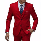 13 Color Basic Style Men's Casual Solid Color 3 Pieces Suits / Male Two Button Blazers Jacker Coat Trousers Pants Vest Waistcoat