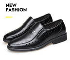 Men's Breathable Hollow Out Elevator Dress Leather Shoes Spring Summer 6cm Height Increase Business Slip-On Formal Office Shoes
