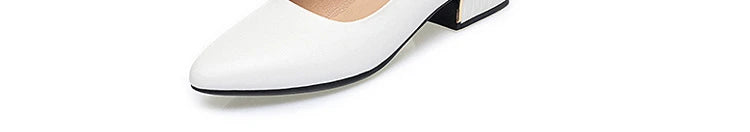 2026 Summer Women's Soft Leather Chunky Heel Pumps  Pointed Toe Low Heel Office Shoes White Work Dress Shoes Size 35-41