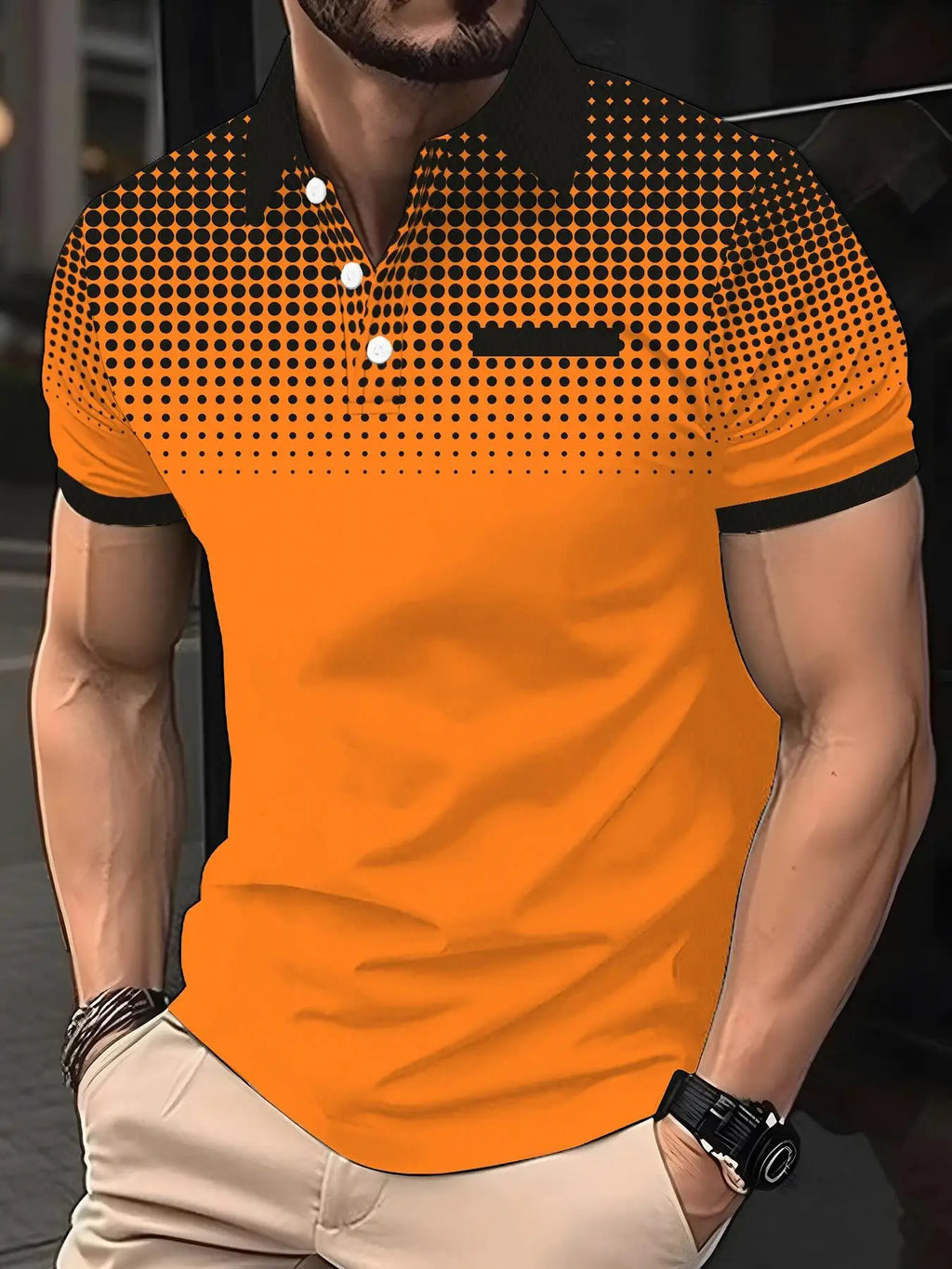 Summer men's Lapel short-sleeved T-shirt, Contrasting Polka Dot Shirt Polo Sport Golf Business Thin Polo