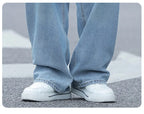 FENROOST Plus Size Men's High Waist Straight Leg Jeans Four Seasons Loose Baggy Denim Trousers Casual Versatile Long Pants New