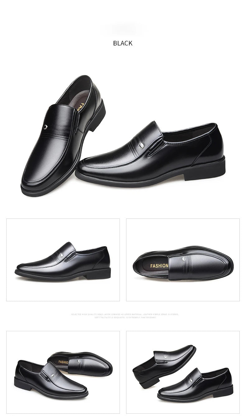 Men's Breathable Hollow Out Elevator Dress Leather Shoes Spring Summer 6cm Height Increase Business Slip-On Formal Office Shoes