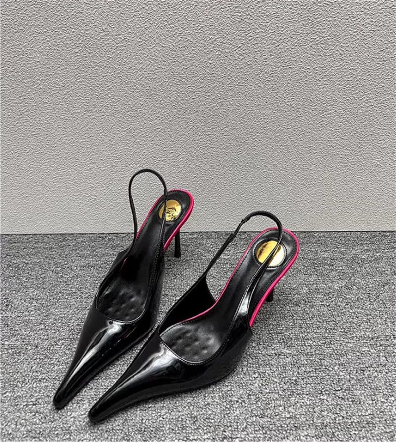 Women's Designer Heels Patent Leather Pointed Toe Sculptural Thin High Heels Sandals Pumps Runway Chic Luxury Party Dress Shoes