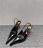 Women's Designer Heels Patent Leather Pointed Toe Sculptural Thin High Heels Sandals Pumps Runway Chic Luxury Party Dress Shoes