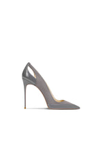 French style gray patent leather patchwork design with a sense of autumn new style pointed toe slim heel high heels for women