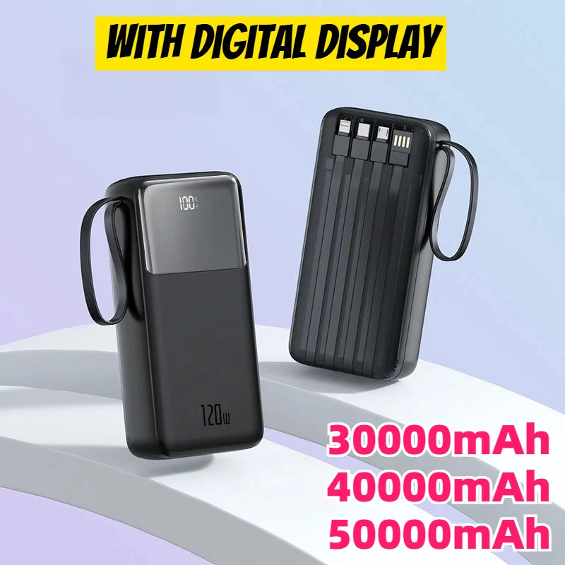 3C Certified 30000mAh 40000mAh 50000mAh 22.5W Power Bank with Digital Display USB-C Cable Portable Fast Charger Spare Powerbank