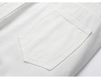 Men's Pleated Patch Denim Biker Jeans Streetwear Pink White Cotton Pants Ripped Patchwork Slim Straight Trousers