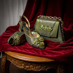 New Elegant 2026 Lilac Peep Toe Women Heels with Diamond Accents - Italian Design Matching Pumps and Bag Set for Parties